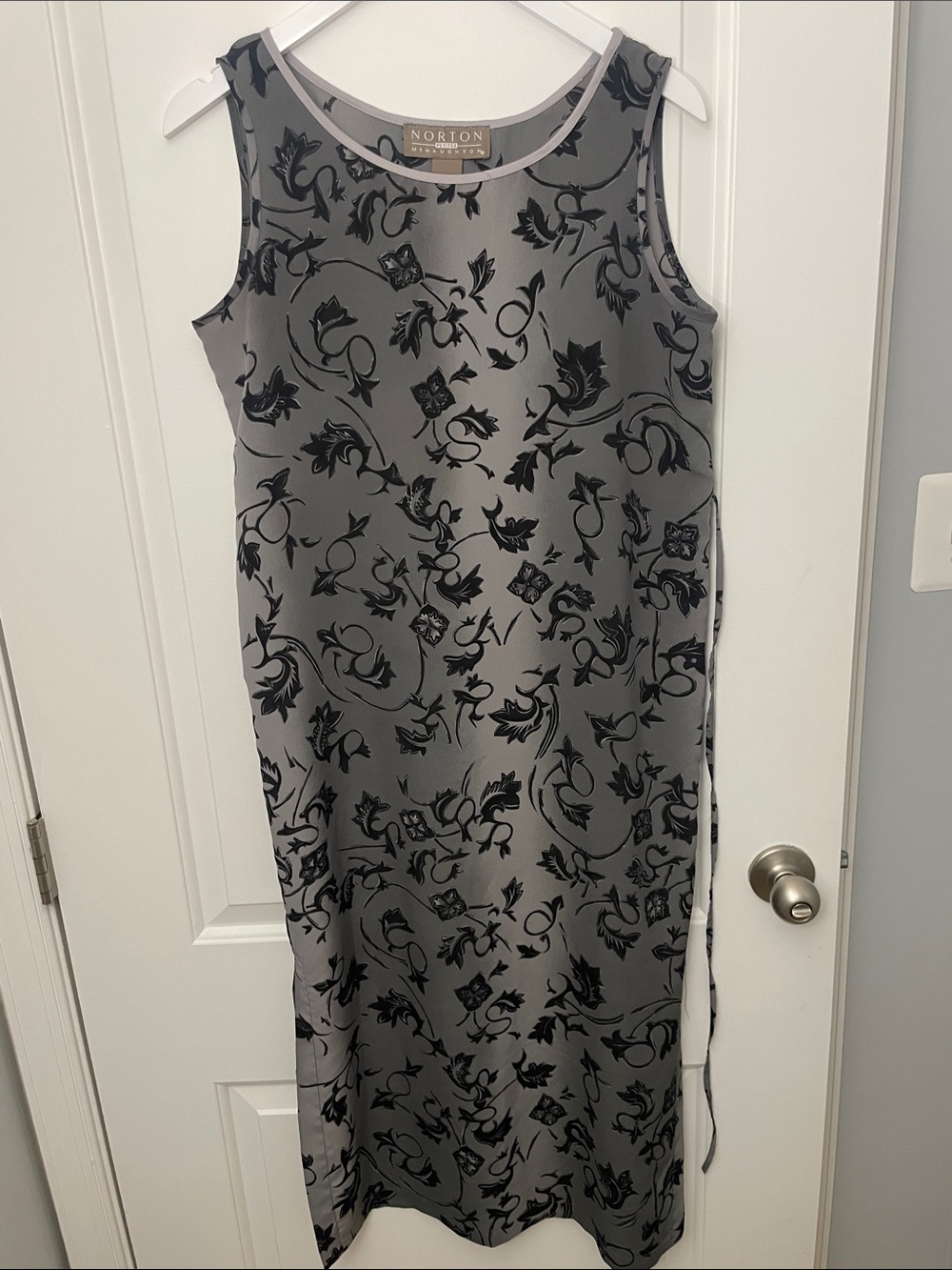 Norton McNaughton Vintage Gray and Black Floral Maxi Dress